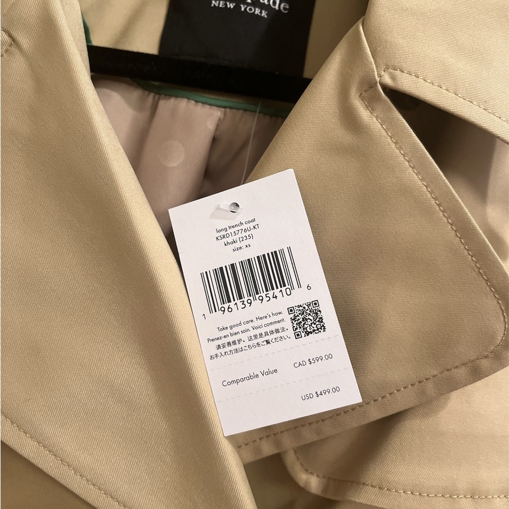 Kate Spade Classic Trench Coat NWT size XS - Picture 7 of 9